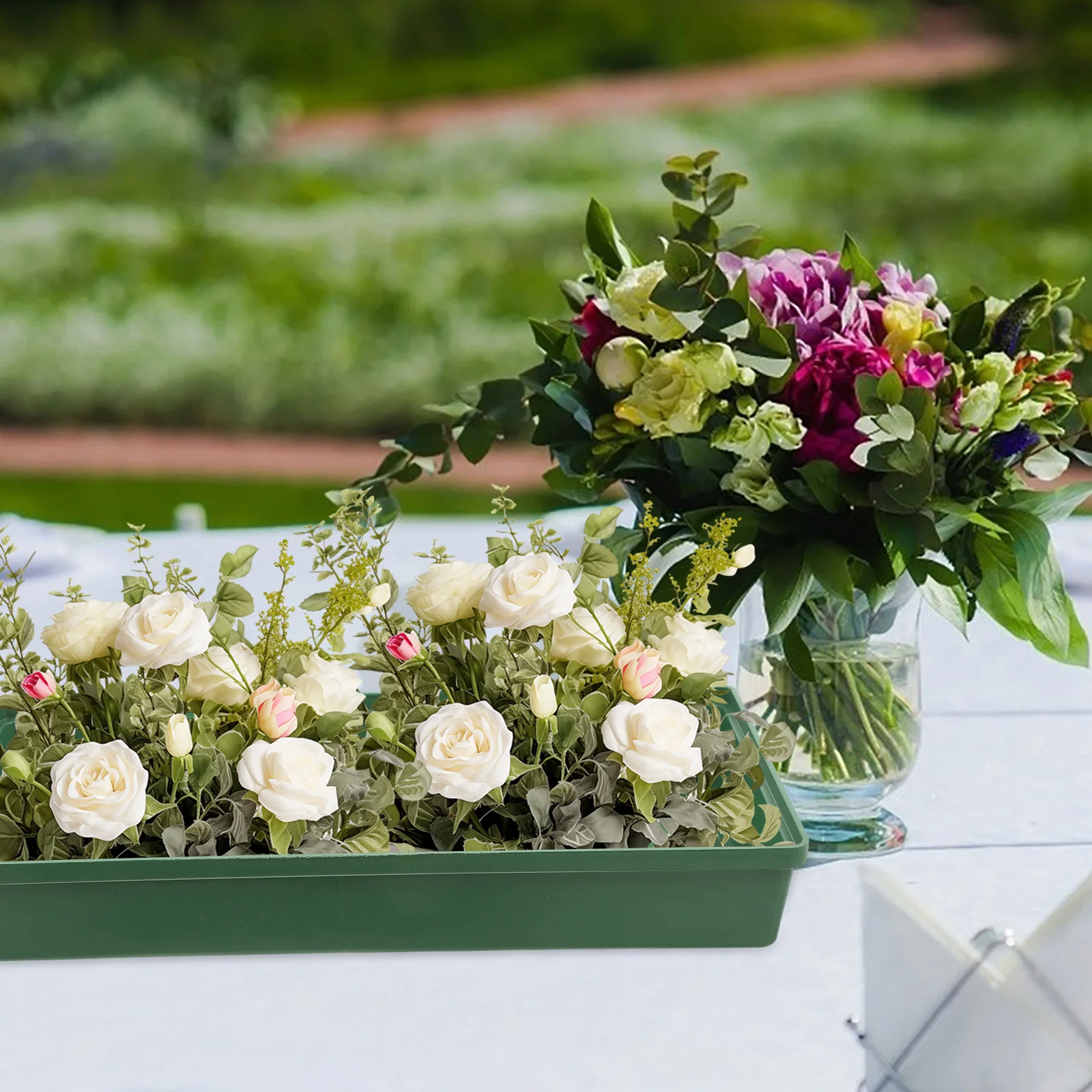 

4Pcs Rectangular Flower Mud Tray Longlasting Floral Base for DIY Flower Arrangements Wedding Bouquet Holder Floral Centerpiece