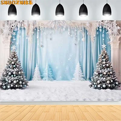 

Christmas New Year Clock Decor Backdrop Photography Vintage Xmas Trees Gifts Snow Winter Indoor Photo Studio Background HW-65