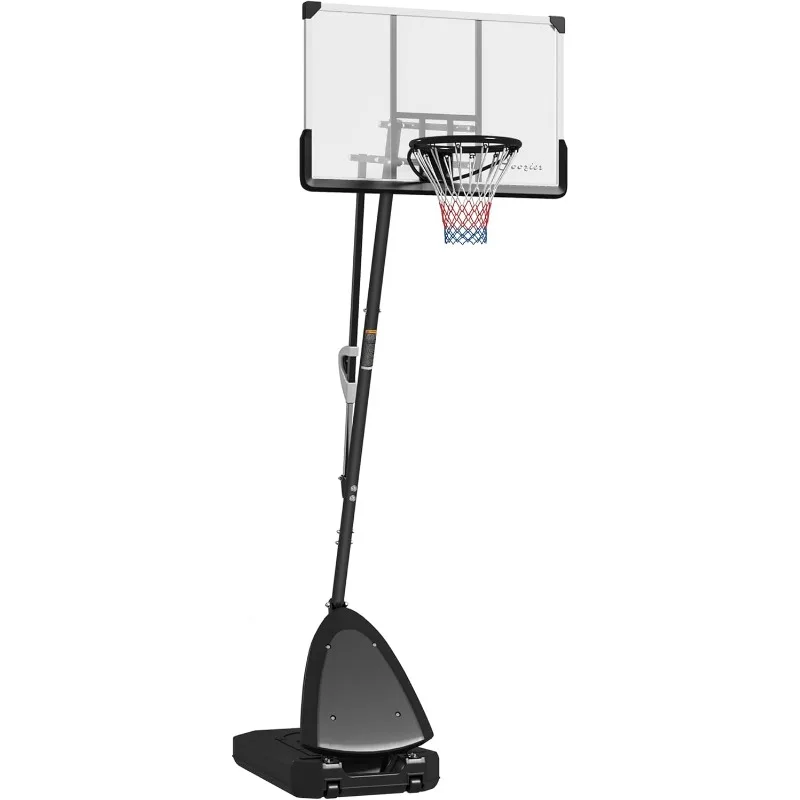 

Soozier Portable Basketball Hoop Outdoor, 5-10ft Height Adjustable Basketball Goal with 44 Inch Shatterproof Backboard