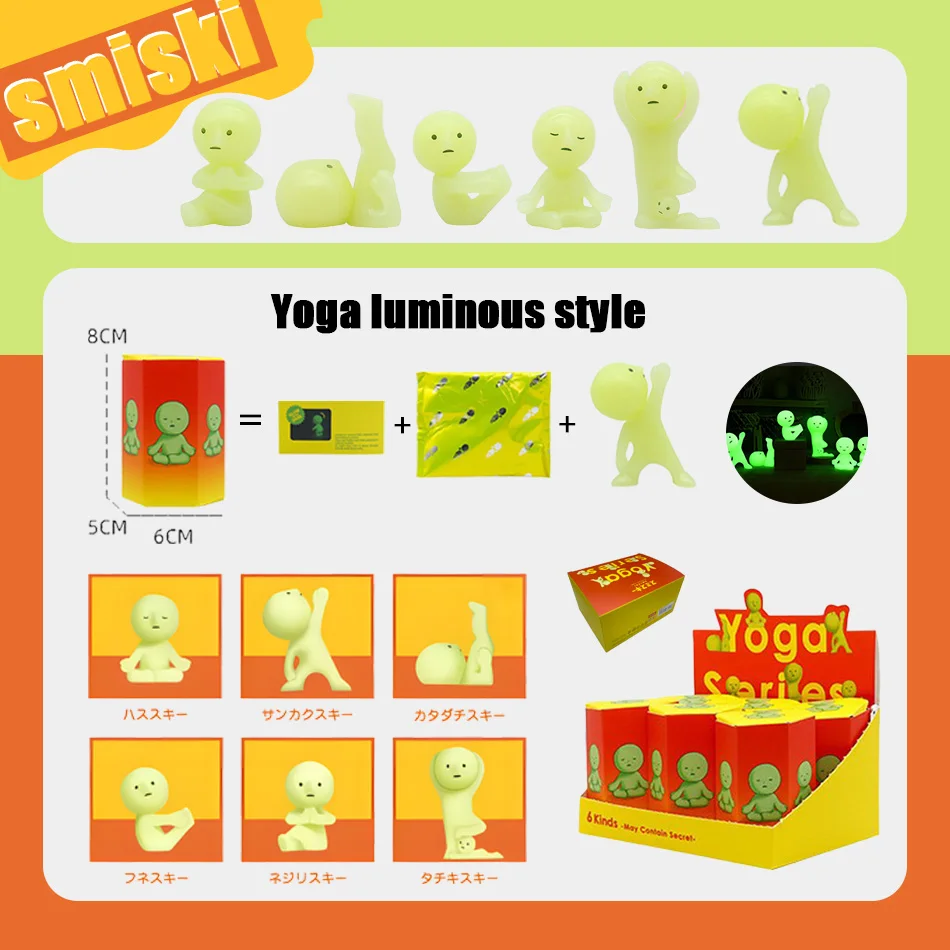 Smiski-serie Noctilucent groene pop Mystery Blind Box Action Figure Desktop Decoratie Verrassingscadeau Speelgoed