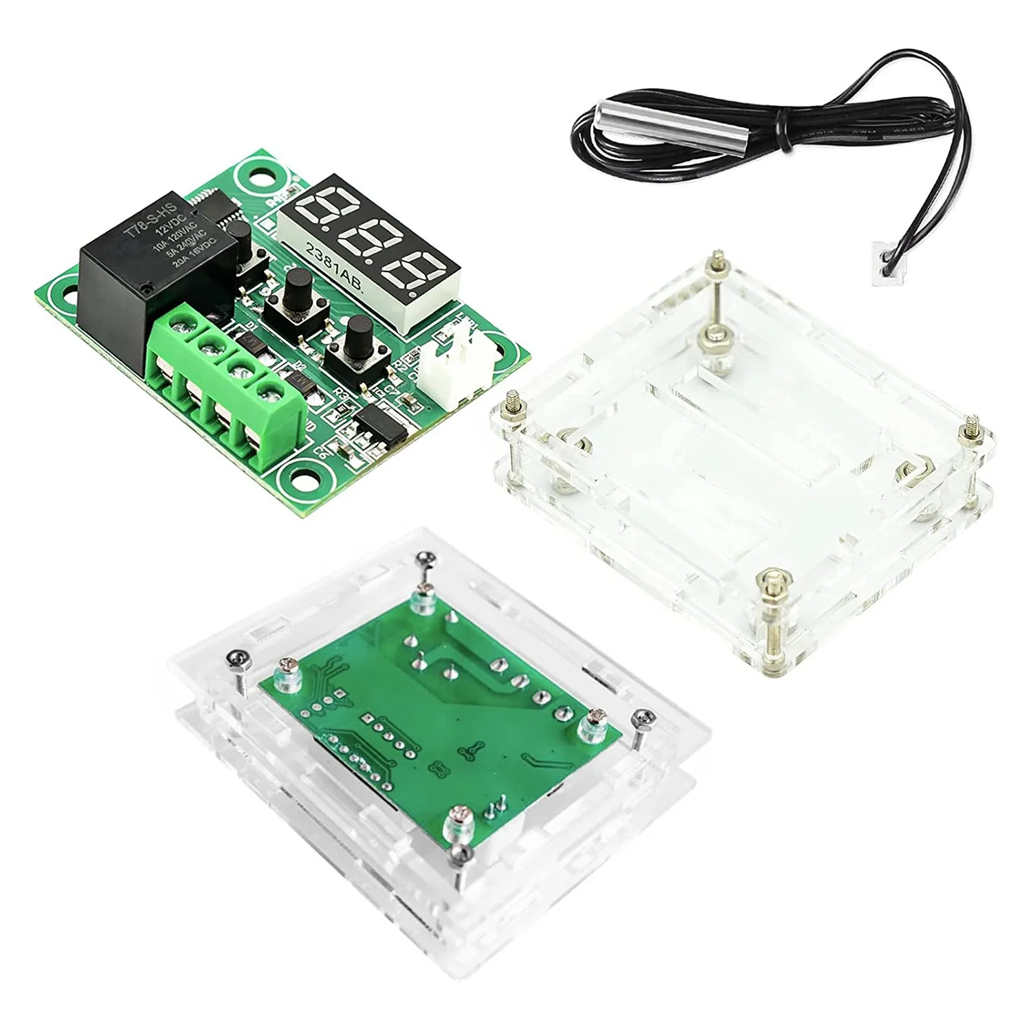 2 قطعة XH-W1209 12 فولت تيار مستمر LED عرض وحدة ترموستات رقمية مع غطاء مقاوم للماء