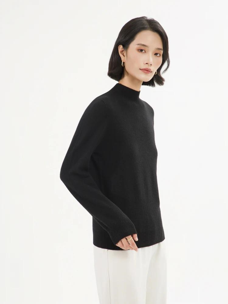 Maglione autunnale da donna 100% pullover in cashmere collo a lupetto manica lunga cava maglieria in cashmere abbigliamento femminile nuova moda