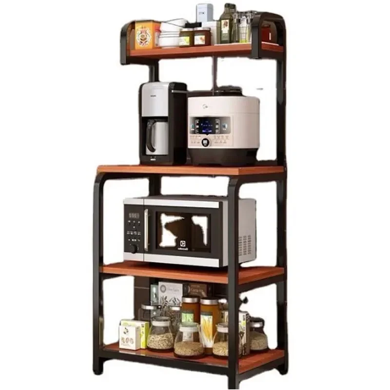 

Floor Stand 4 Layer Kitchen Microwave Oven Cabinet Pot Dishes Storage Rack Metal Kitchen Shelf Spice Organizer