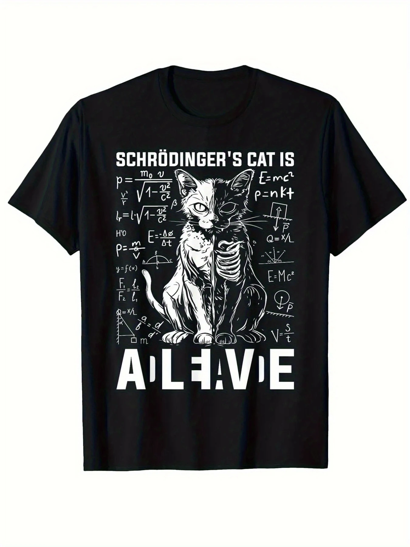 

Men's Schr ö dinger Cat "Life and Death" Physical Pattern T-shirt Sports - The Perfect Gift for Cat Enthusiasts