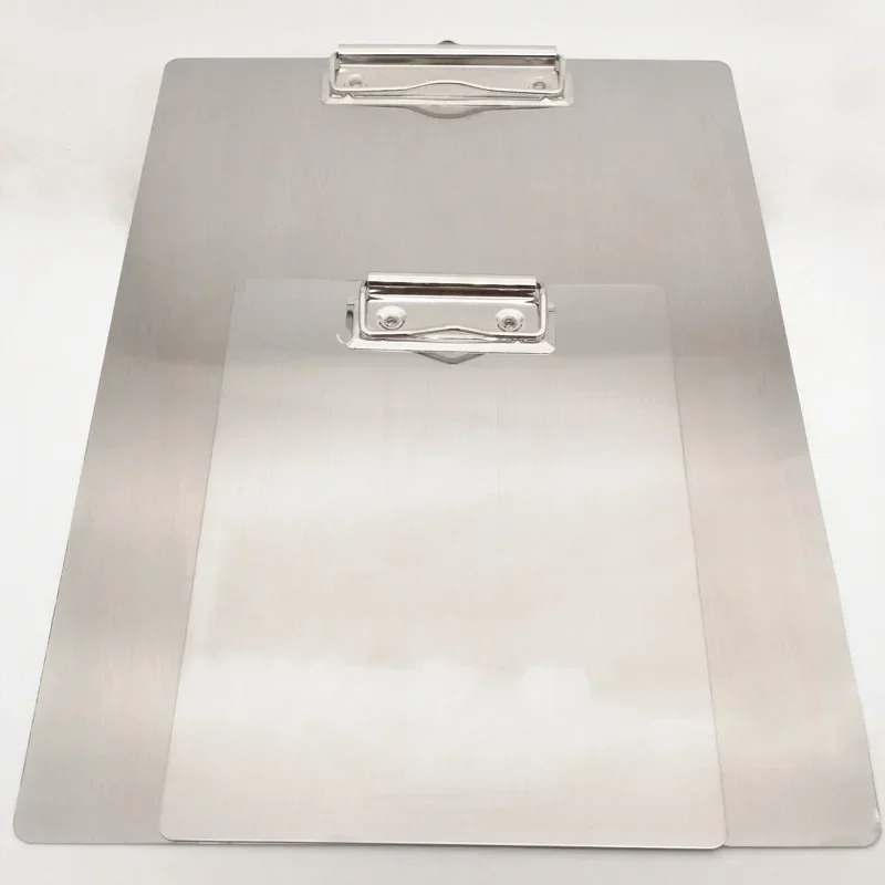 A4 Clip Board Stainless Steel Writing Pad Folder Paper Office Supplies Organizer Clipboard Storage Box Document Pad Paper Holder