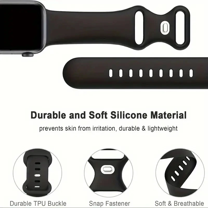 Conjuntos de 2 peças de pulseira esportiva de silicone macio com capa protetora de tela de PC para iWatch série 4/5/6/7/8/9/10 - Cobertura total, à prova d'água P