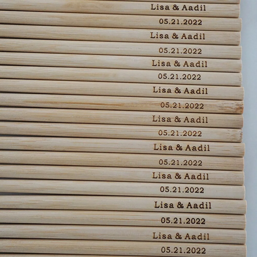 100 Sets Personalised Engraved Chopsticks Customized Wooden Chopsticks LOGO Wedding Restaurants Hotels