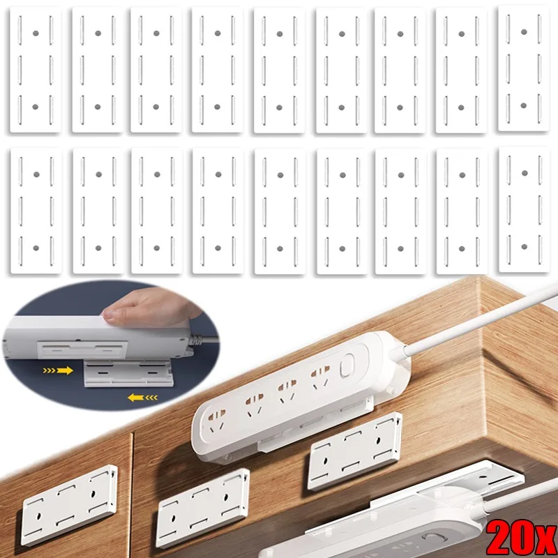 Self Adhesive Power Strip Holder Desktop Socket Wall-Mounted Cable Organizer Wire Management Fixed Holder Router Plug Racks