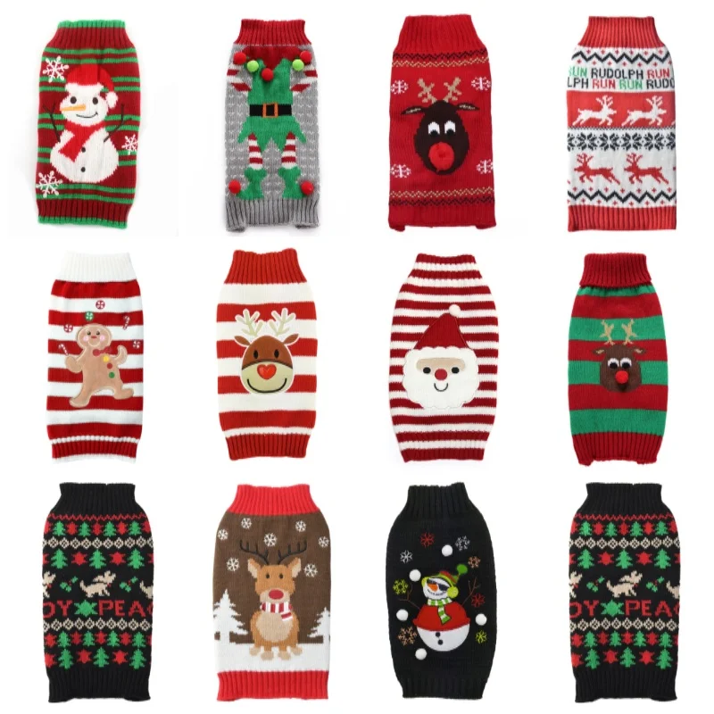 Winter Dog Sweaters for Small Medium Dogs Christmas Dog Clothes Cute Print Puppy Turtleneck Soft Warm Cat Sweater Pet Supplies