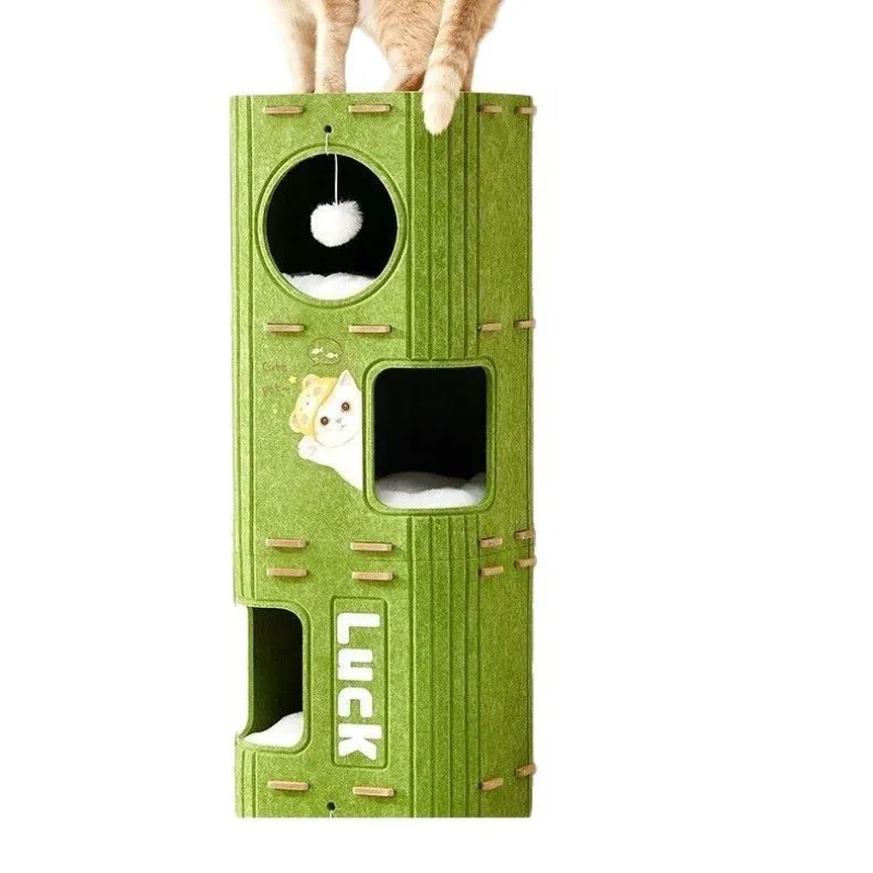 Maison pour chat fermée multicouche avec trou d'arbre quatre saisons, cadre d'escalade tout-en-un pour chat