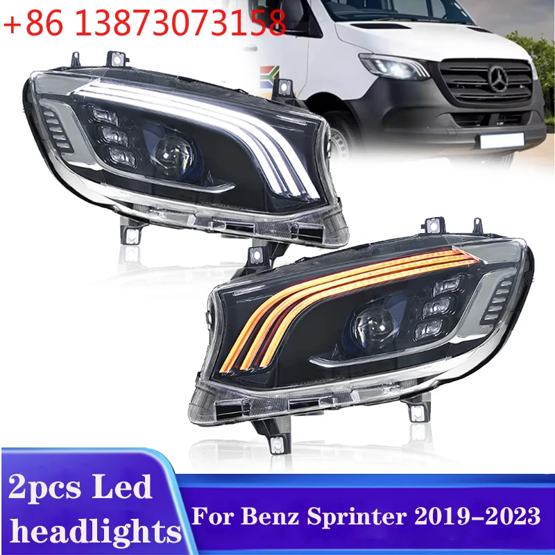 2PCS For Benz Sprinter LED Headlight 2019 2020 2021 2022 2023 Modified Front DRL Signal Lights Automotive Accessories