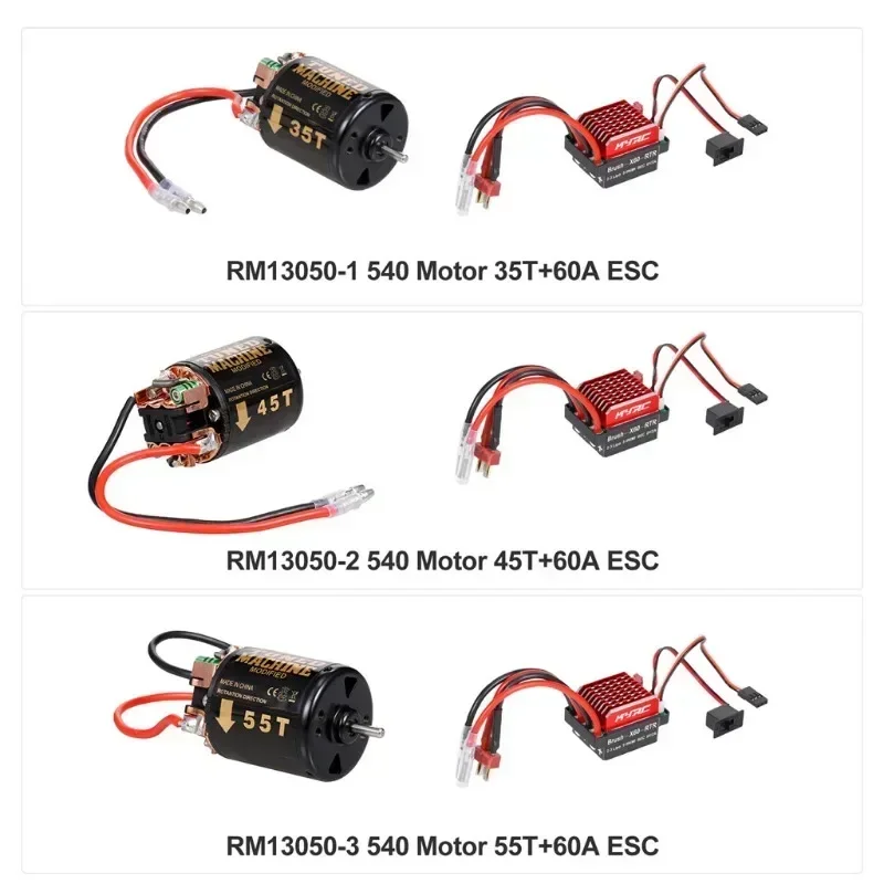 1/10 RC 카용 브러시 모터, TRX TRX4 TRX6 D90 HSP Redcat 4WD 트럭 몬스터 크롤러, 60A 브러시 ESC + 540 브러시 모터, 35T, 45T, 55T