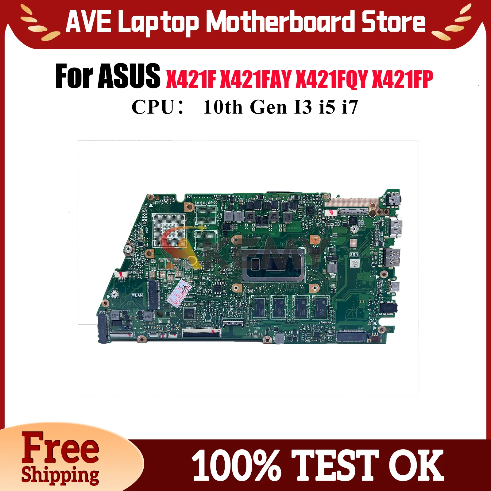 

X421FA Laptop Motherboard For ASUS X421FP S5600F X421FAY V4050F X421FL I421F X421FPY X421F X421FQY Mainboard 10th Gen I3 i5 i7