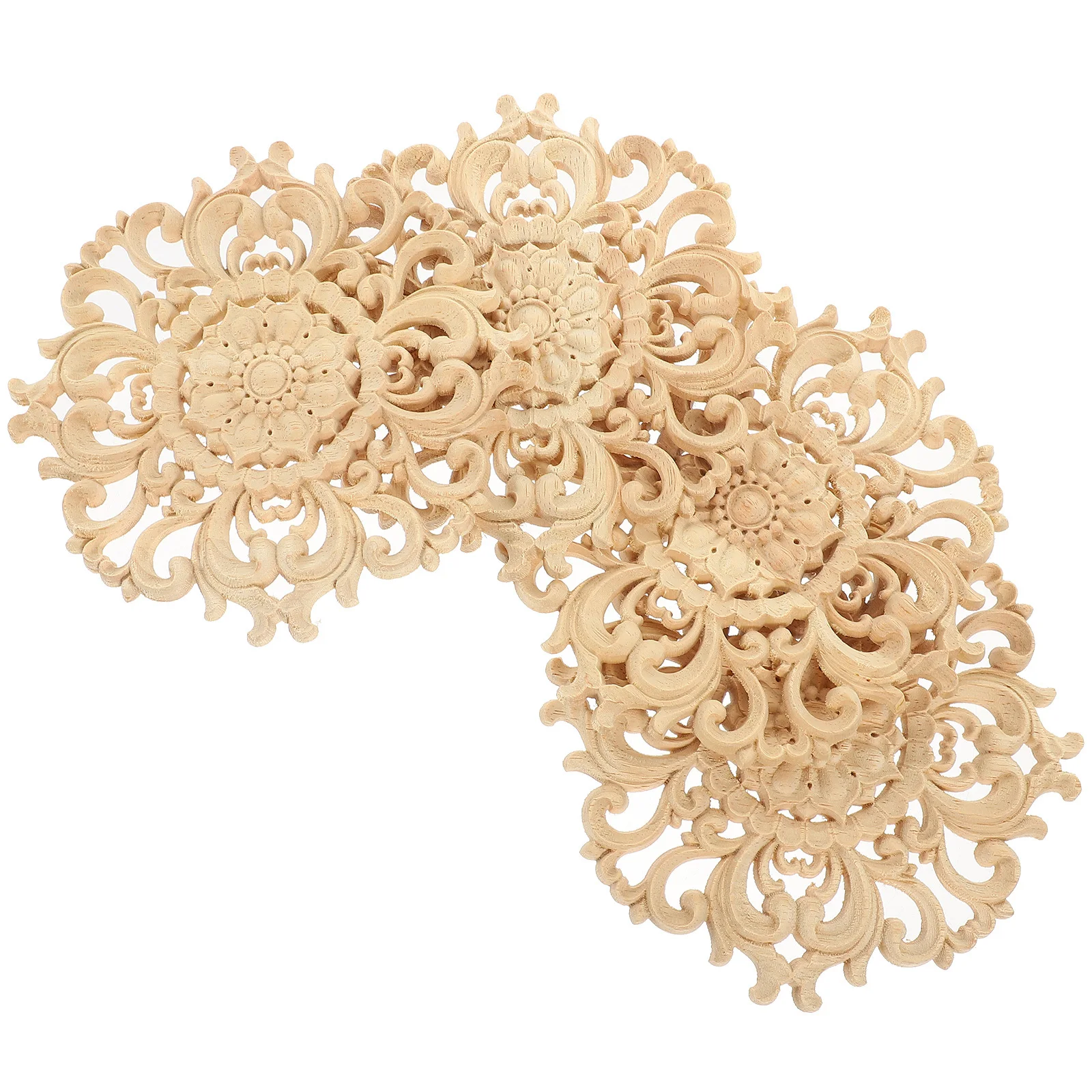 

4Pcs Wood Carved Applique Durable Furniture Decoration Cabinet Door Bed Mirror Home Wall Ornaments Wooden Carved Onlays