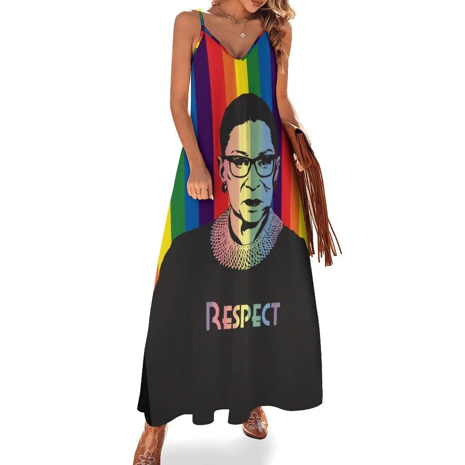 

RGB Respect Rainbow Sleeveless Dress prom clothes summer dress womens 2025 bandage dress