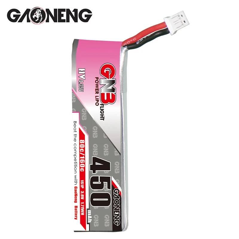 GNB 1S 3.8V HV 4.35V 450mAh LiPo Bateria 80C/160C z wtyczką PH2.0 do RC FPV Drone M80S Tiny7 Beta75S Emax Tinyhawk Snapper7