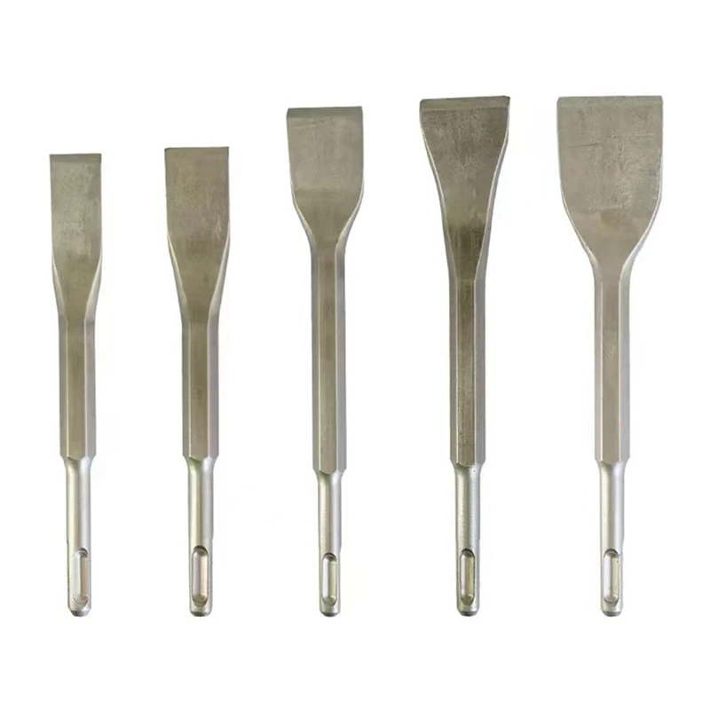 5PCS ค้อนไฟฟ้า Pick Scraping Chisel Slotting เจาะก่ออิฐเจาะคอนกรีตกระเบื้องแบนจุด Chisels รอบจับ
