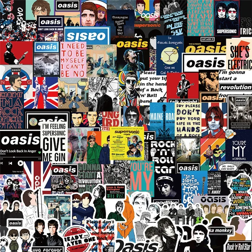 100/50PCS British Rock Band Oasis Graffiti Stickers for Bicycle Hand Account Pencil Case Decals