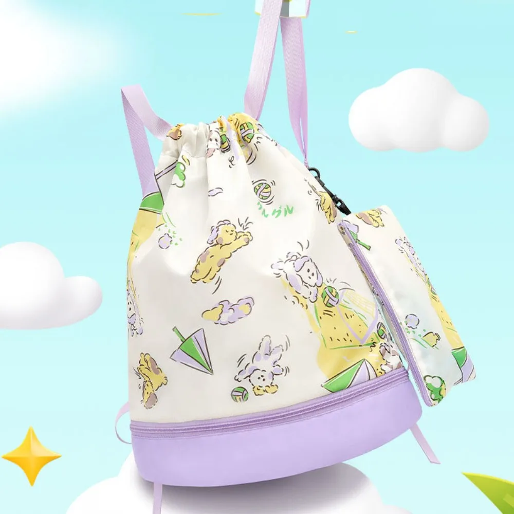 Waterproof Children's Swimming Bag Shoe Compartment Dry Wet Separation Beach Bag Cartoon Drawstring Swimm Storage Bag