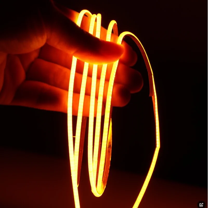 10pcs 20cm 30cm 50cm 1m 5m Slim 5mm LED Cob Soft Tape Orange Amber 1800k 2000k 12V 24V Narrow Flexible Strip 3000K 4000K 6000K