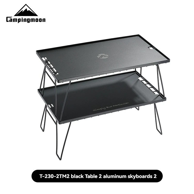 T-230-2TM Double layer Black Iron Multi purpose Table Aluminum Ceiling Outdoor Storage Rack Iron Storage Folding Table
