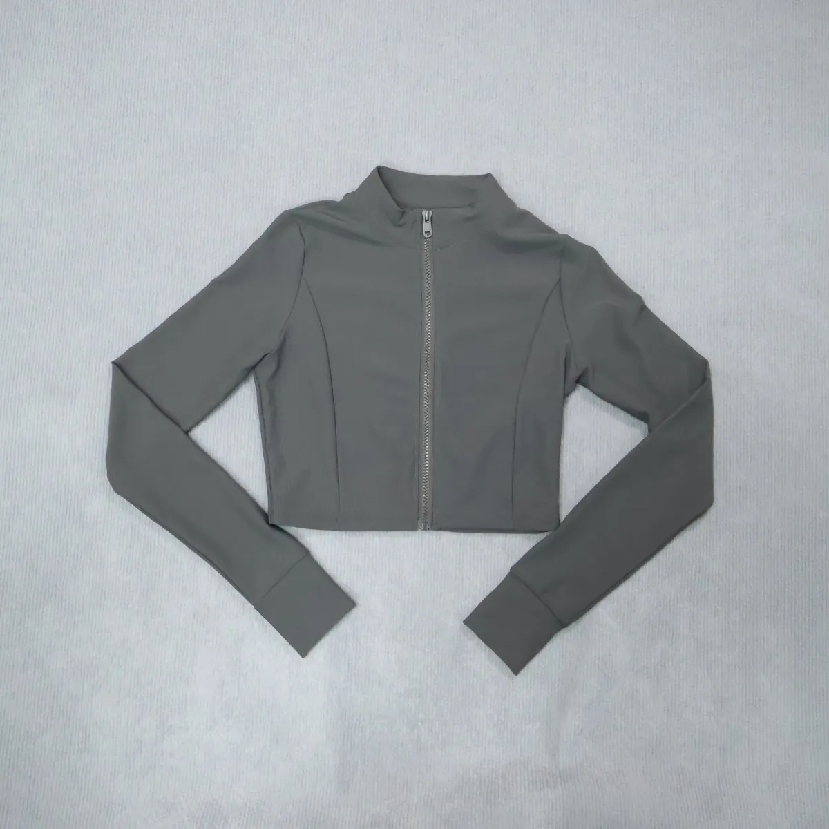 Damen Sportjacke mit hohem Kragen und Reißverschluss, Slim Fit, Langarm Yoga & Fitness Oberteil, schnelltrocknend und atmungsaktiv, Outdoor-Sportbekleidung – Detail 16