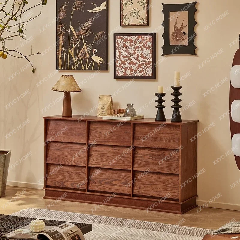 XX Medieval style solid wood living room bedroom dining room side cabinet storage high sense