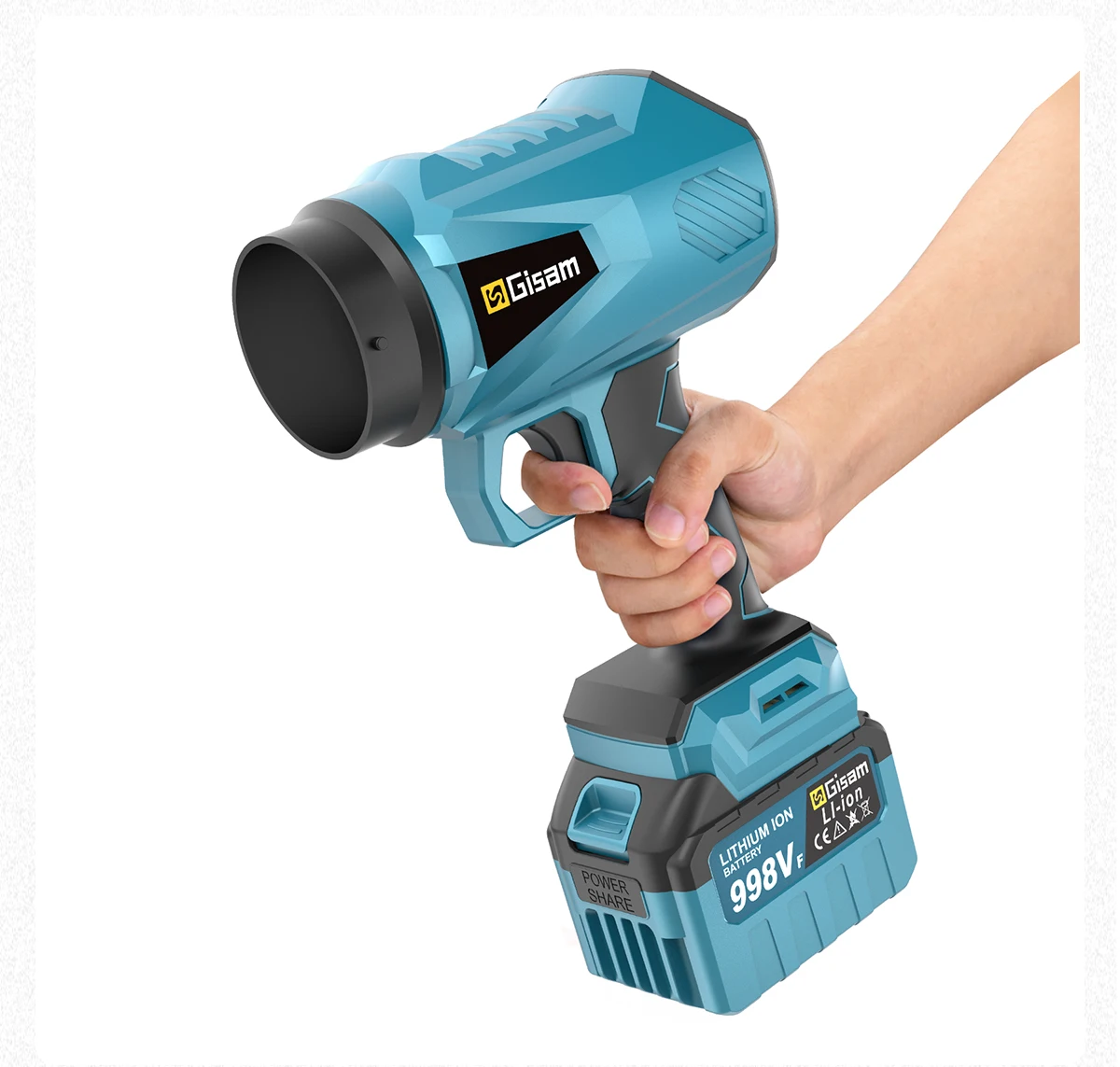 Gisam Bürstenloser Elektrischer Turbolüfter Kabelloser Laubbläser Turbo-Jet-Ventilator Handgehaltenes Staubblasgerät für Makita 18V Akku – Detail 11