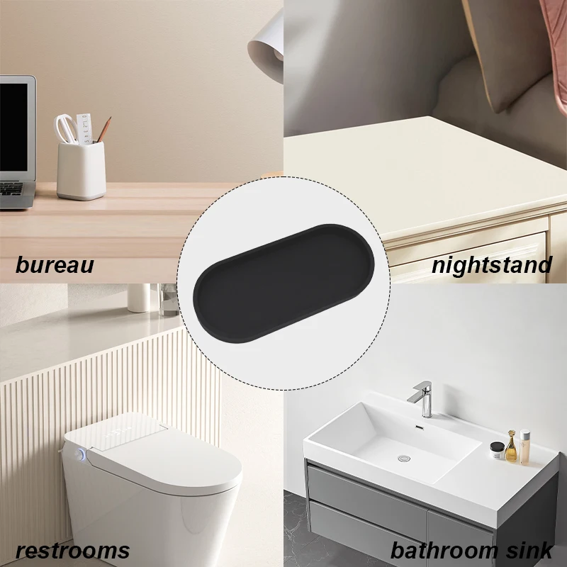 1pc silicone storage tray, oval dressing tray, perfume cosmetics organizer, makeup ring storage tray, bathroom accessories