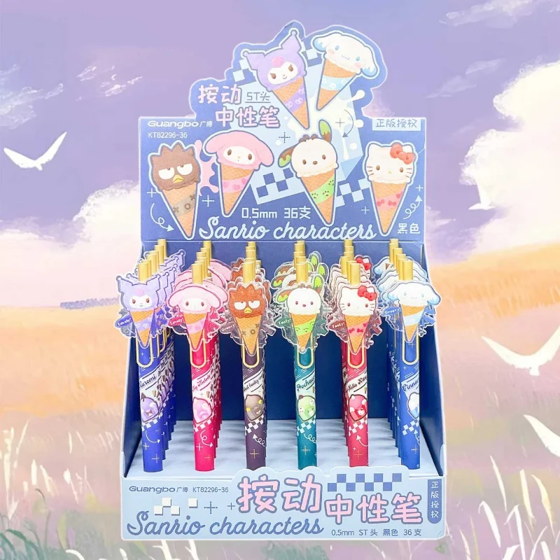 

12/24 шт. Sanrio Kuromi Melody Cinnamoroll Kitty гелевая ручка милая Pochacco 0,5 мм черный чернильный пресс ручки для подписи школьные принадлежности