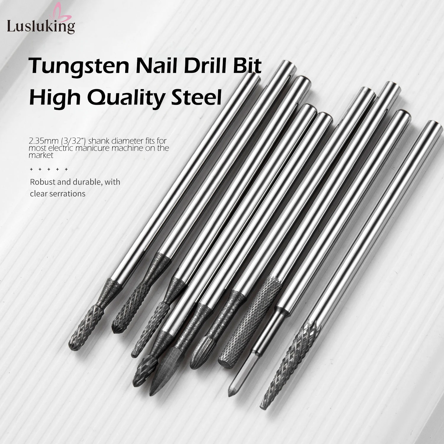 10 Style Tungsten Carbide Nail Drill Bits Nails Electric Files Tools Fine Grinding Bar Milling Cutter for Manicure Pro Efile