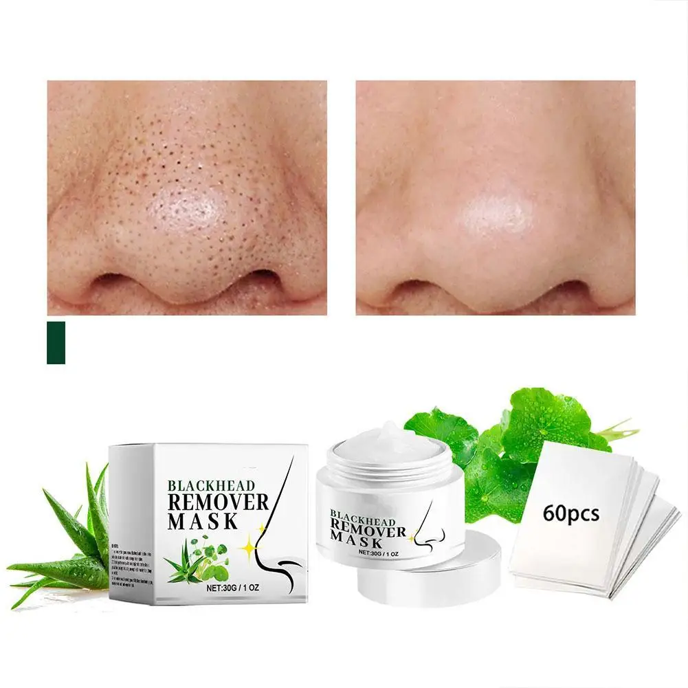 Papel Creme Removedor de Cravo Branco, Tiras de Poros de Plantas, Lama de Limpeza da Acne, Tratamento Preto, Máscara Descascada, Cuidado Nariz, 30g