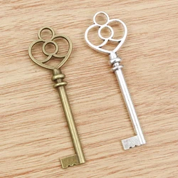 5pcs 60x19mm Antique Bronze and Antique Silver Plated Key Handmade Charms Pendant:DIY for bracelet necklace