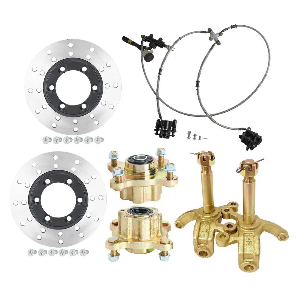 63mm Foot Brake Calipers& 4 Stud hub Spindle Knuckle for DIY ATV Quad Buggy Go Kart Golf Cart