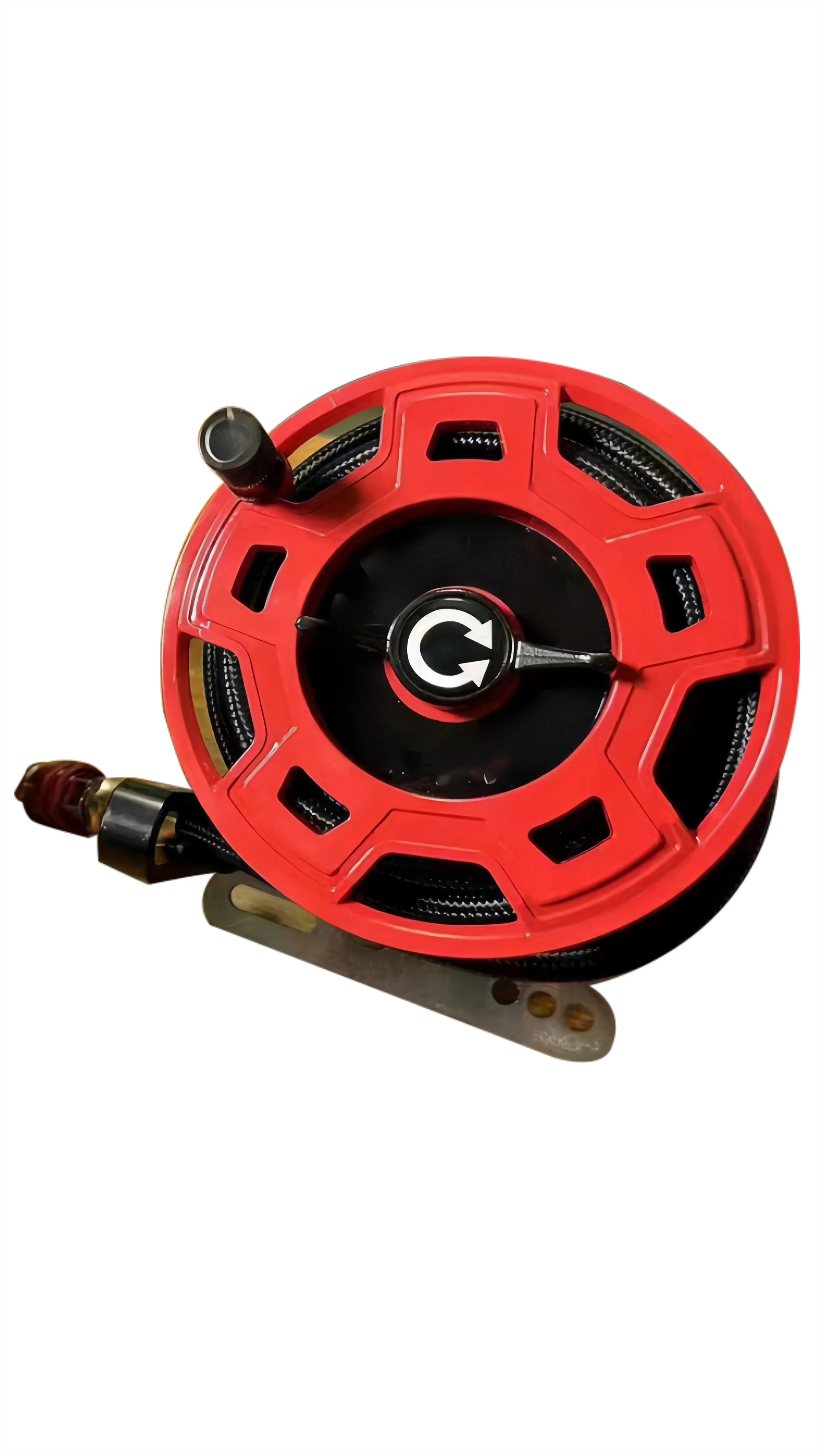 Wall Mounted Retractable Air Pump Hose Reel 7m Length 175psi Pressure Manual Crank Mechanism Hanging Bracket for Off-Road