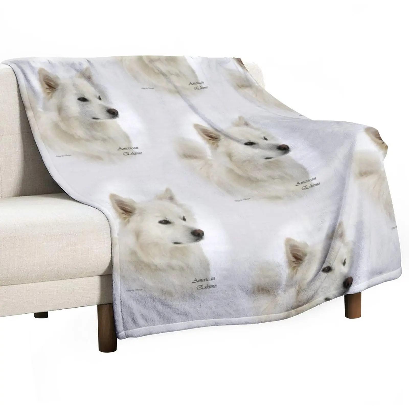 

American Eskimo Dog Lovers Art Gifts Throw Blanket Soft Plaid Decorative Beds Blankets