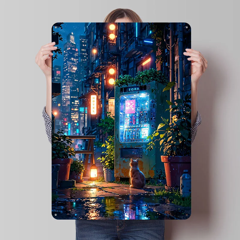 The Vending Machine Printed Poster Customized Retro Wall Art Vintage Metal Tin Signs for House Home and Decoration Gaming Decor