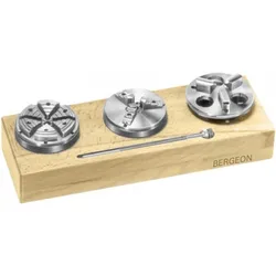 Bergeon 1766-17S Lathe Chucks Set on Wooden Base