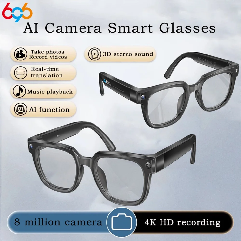 

Intelligent AI Camera Glasses Dialogue Translation HD Call Take photos Video Recording Music Playing Men Women Smart Glasses