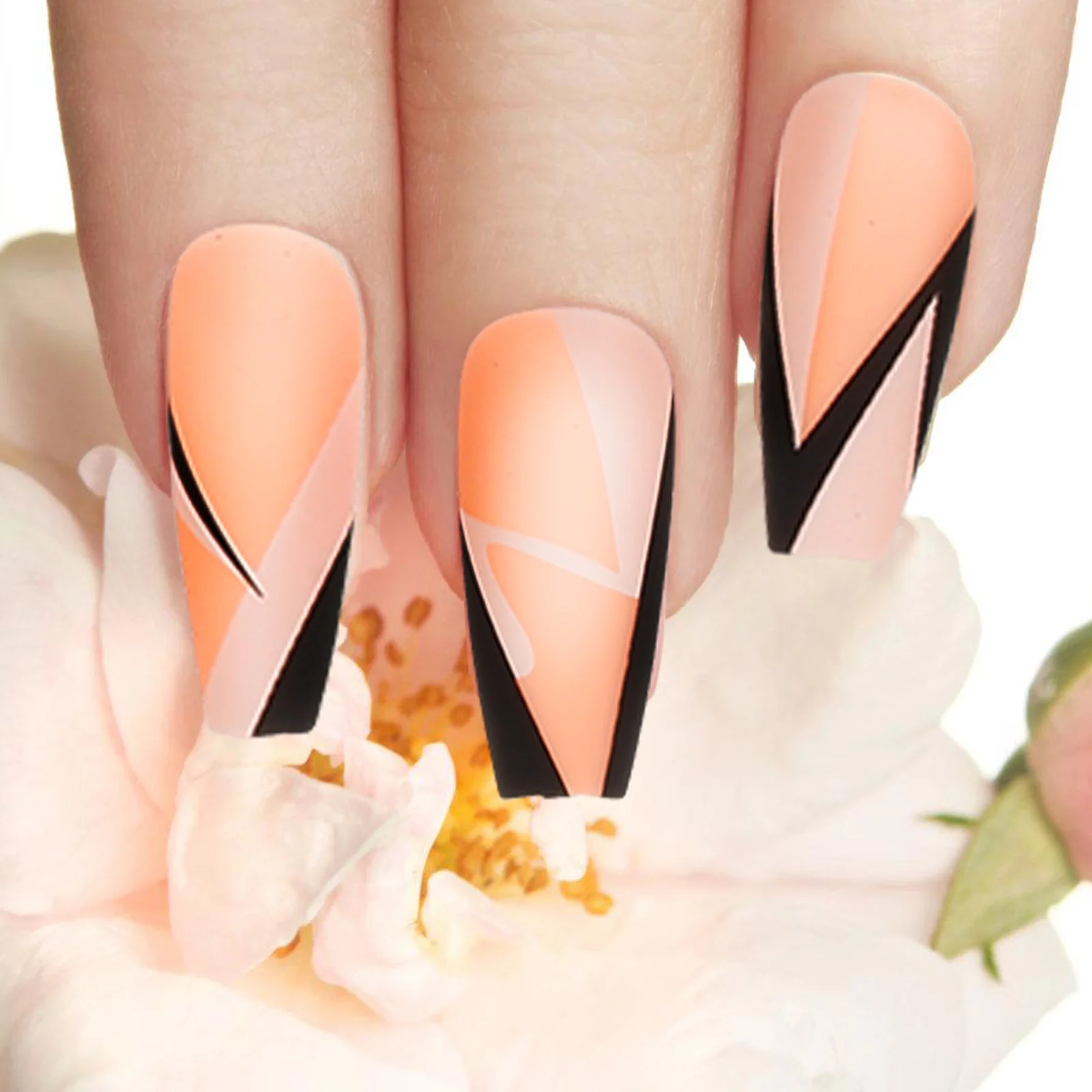 

24 Pcs Nail Patch False Nails Fake with Design Press on for Women Short Trendy Detachable