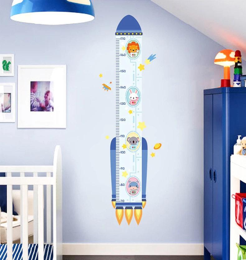 Cartoon Animals Height Measure Wall Sticker Unicorn Dinosaur Wallpaper For Kids Room Nursery Child Growth Ruler Growth Chart