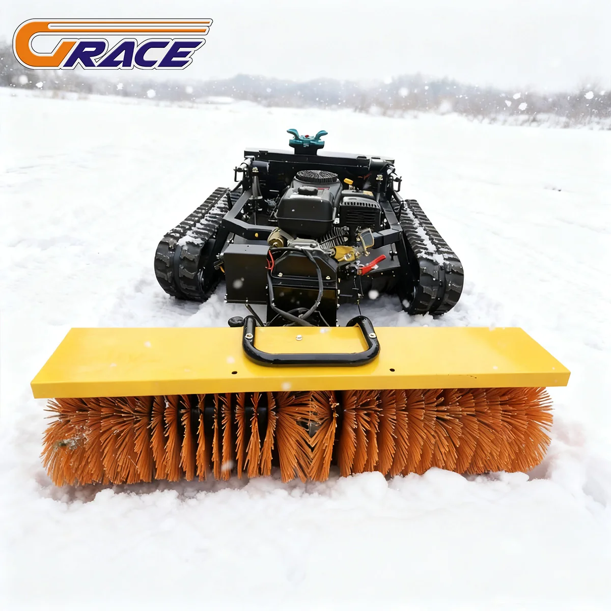 Advanced Remote Control Lawn Tractor with Snow Removal Attachment, LED Headlights for Enhanced Visibility in Low Light