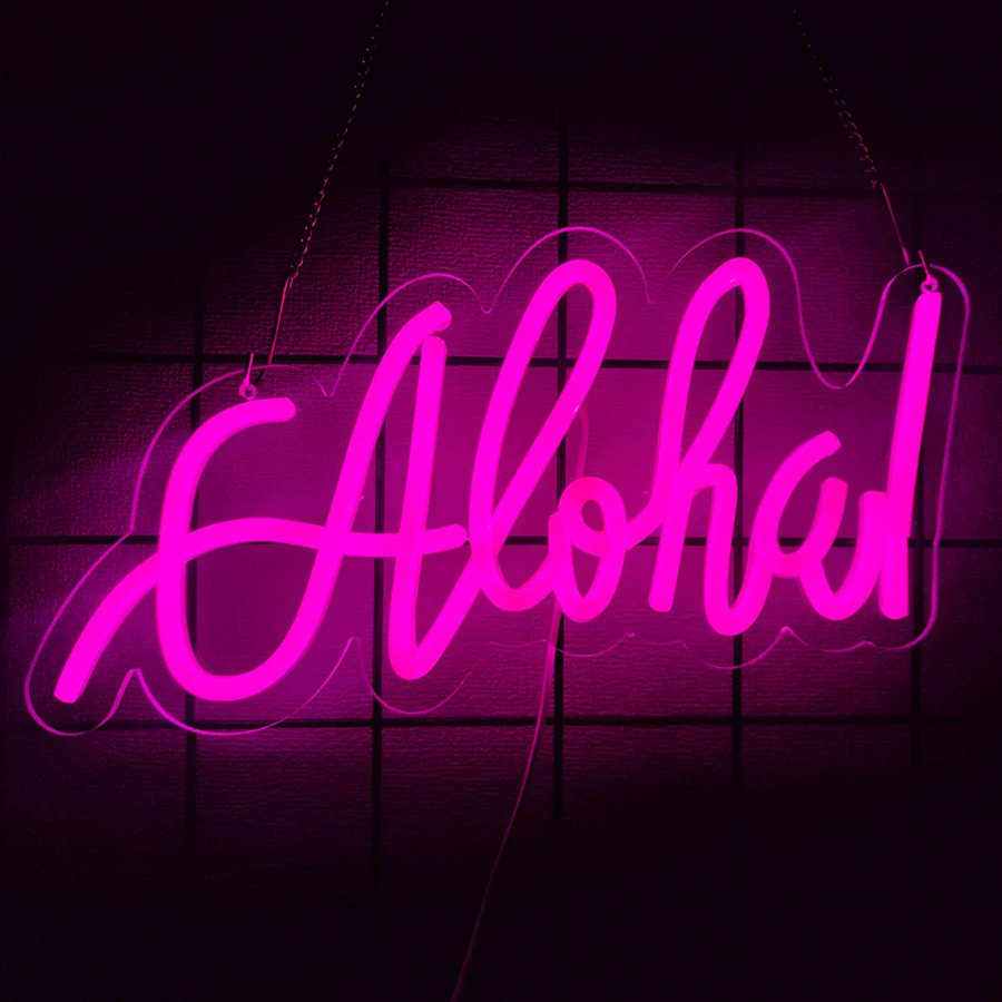 Aloha Neon Light Sign for Wall Decor,3D LED Neon Art Decorative Lights for Bedroom, Baby Room, Club Bar and Chrisms Party Decor