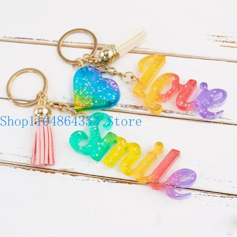 

652F форма для брелка с алфавитом, комплект форм для букв из смолы, формы для брелков с буквами, кисточка для брелка, переходные