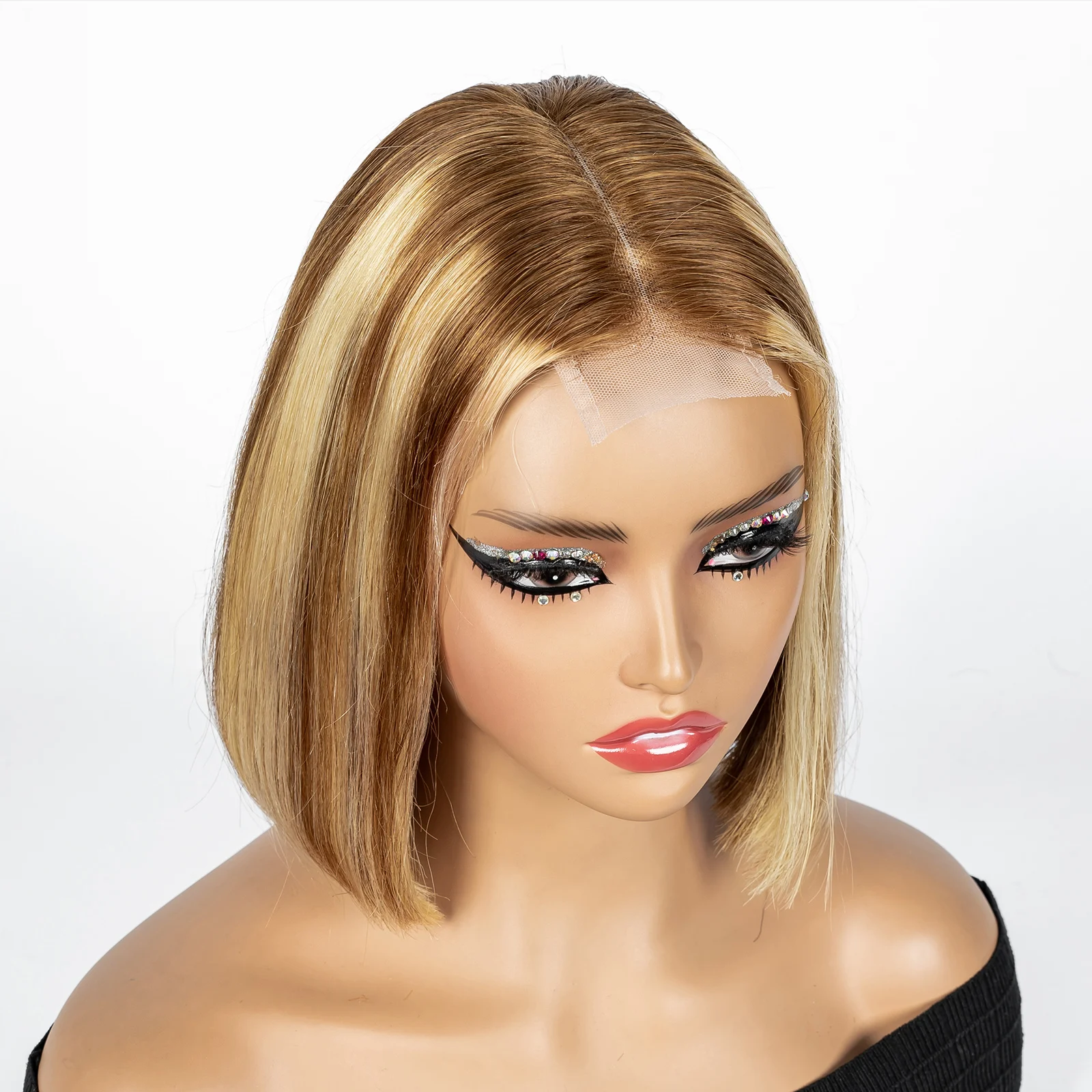Colored Short Bob Wig Double Drawn Bob Straight 2x6 Lace 250% Density Transparent Lace Closure 100% Human Hair Wigs For Women image 3