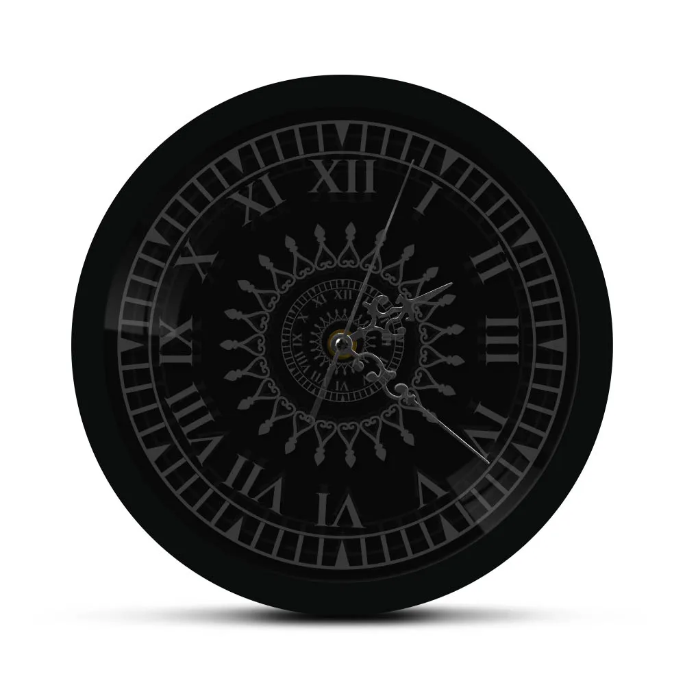 ماندالا زهرة تصميم غرفة المعيشة جدار ديكور LED النيون مضاءة ثلاثية الأبعاد ساعة حائط مع الأرقام الرومانية نمط هندسي الروحي