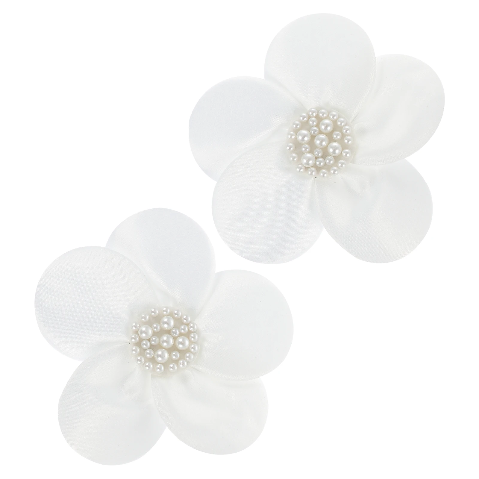 

2 Pcs Silk Flowers Accessories Pearl Appliques Clothes Decor DIY Corsage Resin Material Sewing Patches Artificial Flowers