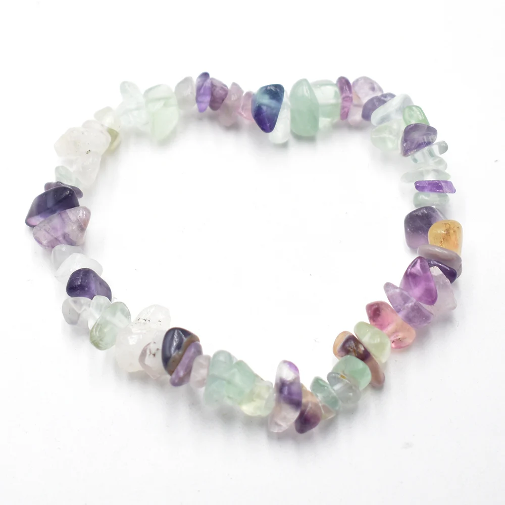 Großhandel 12 Stück/Set Naturstein-Chips Achat-Armband Amethyst-Kristall-Granulat Stretch-Armbänder Reiki-Heilgeschenke 19cm – Detail 5