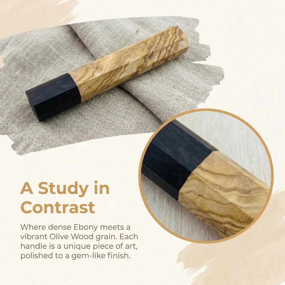 Two Tone Composite Wood Handle Blank Ebony Splice Olive Wood for Handmade Japanese Santoku Kitchen Knife Grips