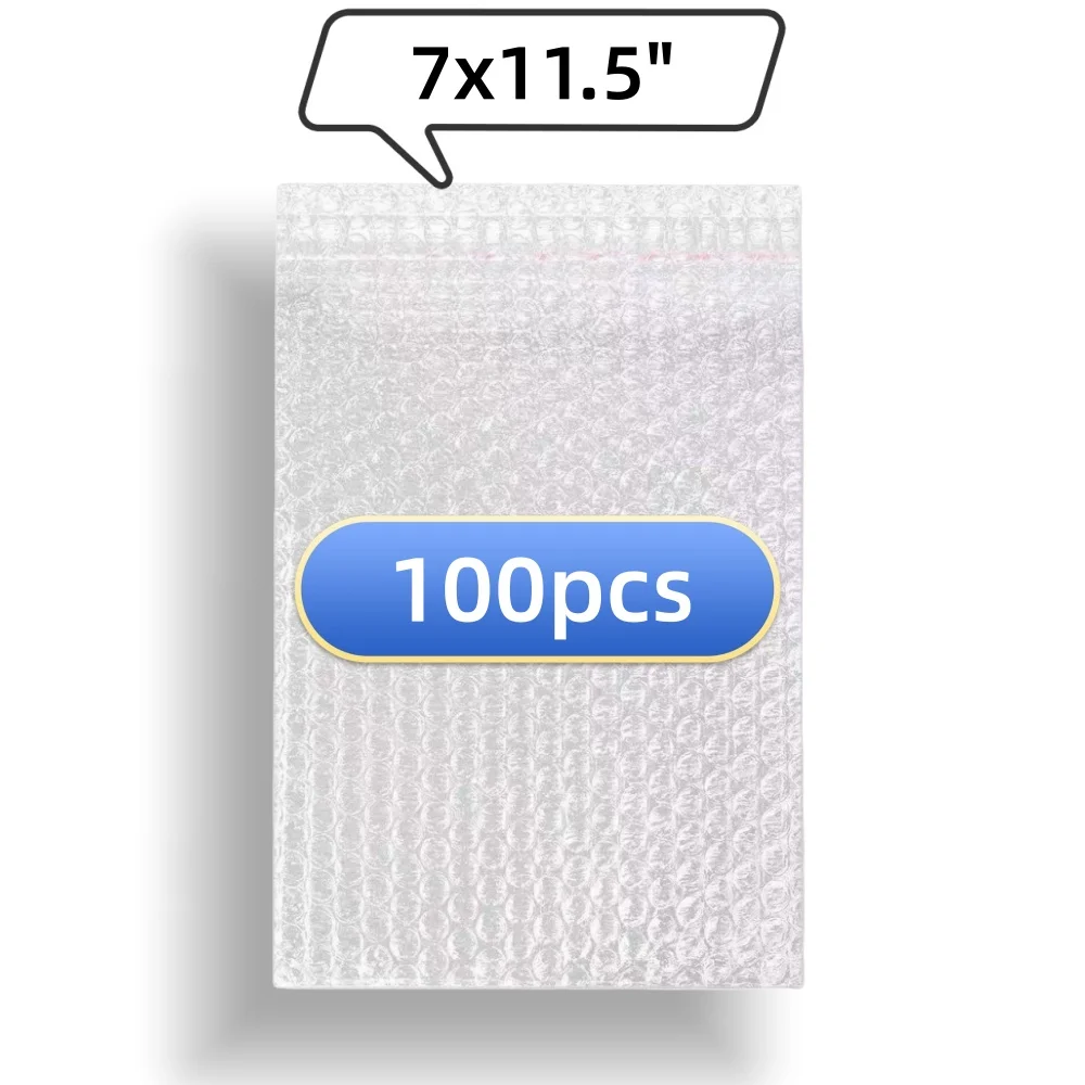 

100 шт. 7x11,5 дюймов, упаковочные пакеты с пузырьками, защитная пленка, пузырчатые пакеты, доставка, самозапечатывающиеся воздушные подушки с воздушной подкладкой